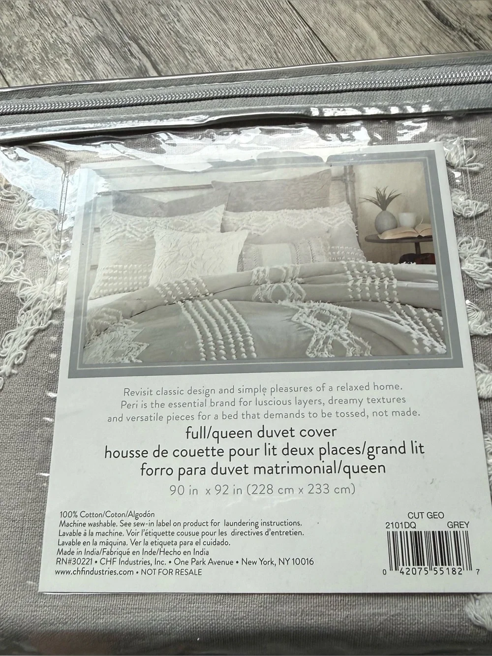 NWT Peri Home Gray Tufted Fringe Full/Queen Cotton Duvet Cover Boho Textured